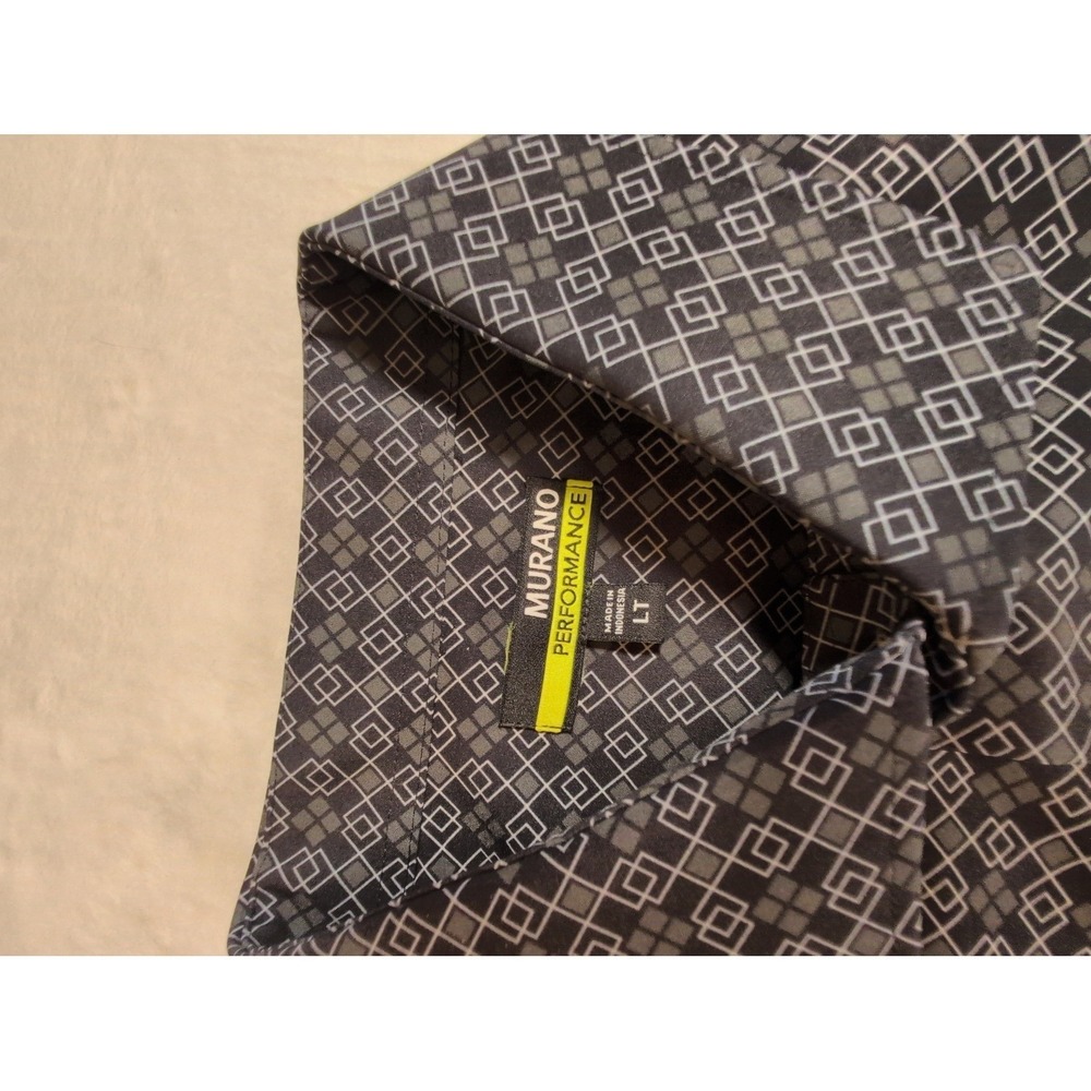 Murano Performance Tall Man Shirt Mens Large Tall LT Black Geometric Button Down - Picture 6 of 8